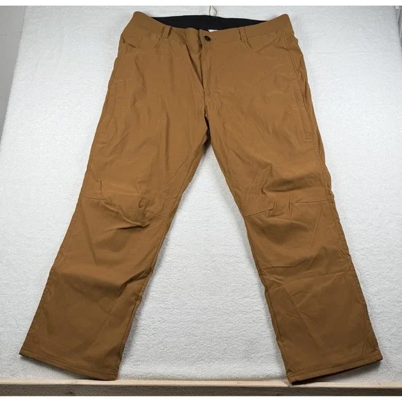 Orvis Tech Fleece Lined Pants Mens 40x30 Brown Stretch Hiking Cargo Repellant - Picture 2 of 8